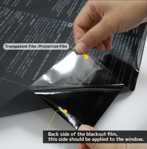 KESPEN Total Blackout Window Film Privacy Static Cling 100% Light Blocking Room Darkening Window Cover Heat Control Anti-UV Glass Sticker Window Tint for Home with Grid Line, 29.5 Inch X 13.1 Feet