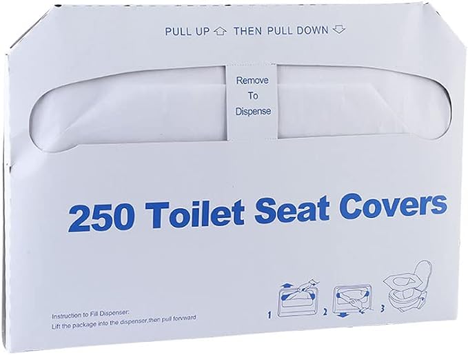 Toilet Seat Covers Disposable, 250 Pcs Flushable Disposable Toilet Seat Covers, Half-Fold Paper Toilet Liners for Travel, Airplane, Public Restrooms, Road Trips, Camping, Potty Training
