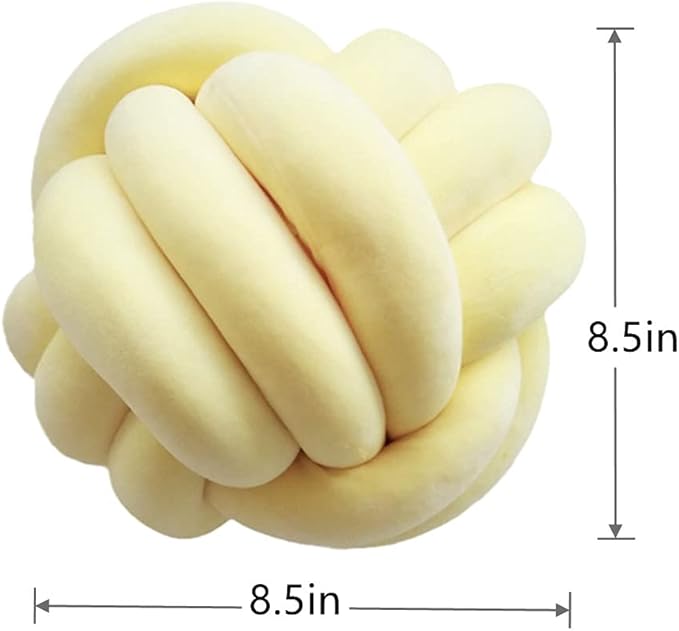 Knot Pillow Ball Round Cushion Pillows, Children Room Decoration Plush Toys Calming Stress Relief Toy (Yellow,8.5in/22cm)