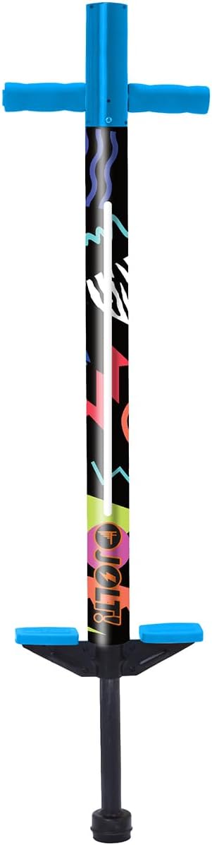 Flybar Jolt Pogo Stick for Kids, Perfect for Beginners w/Foam-Covered Metal Frame, Handles & Padding, Non-Slip Foot Pads, Wide Tip, Outdoor Active Play Toy for Boys & Girls, Ages 6+, Retro Rocket LED