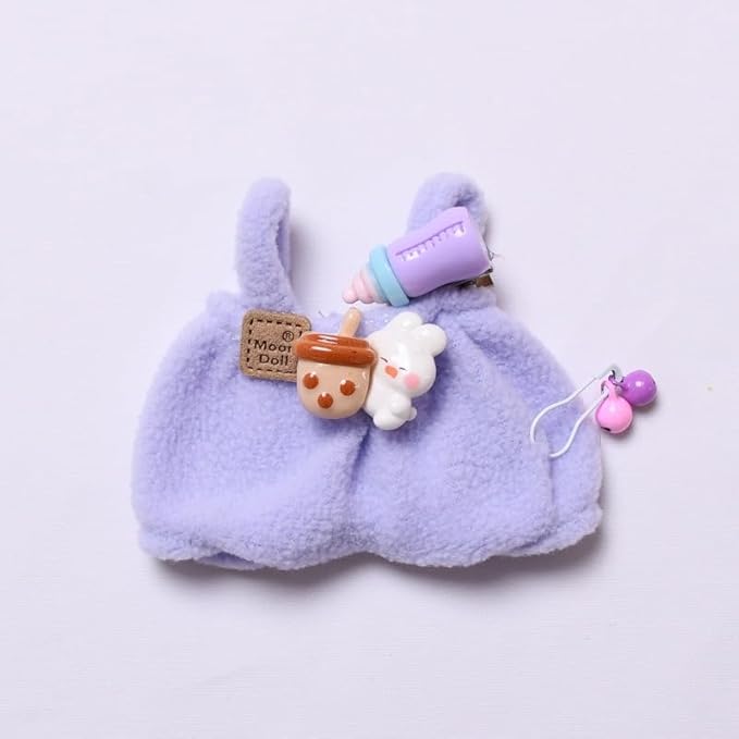 Designer Clothes Set for 15cm/17cm Dolls, Doll Knit Outfit Accessories with Purple Sweater Overall, Purple Camera and Beanie, DDK-Purple