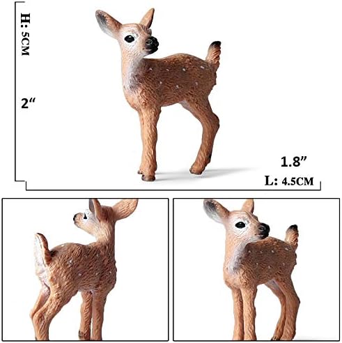 6 Pack Deer Figurines Toy, Forest Animals White-Tailed Deer Family Figures, Plastic Woodland Creature Cake Topper for Baby Shower Birthday Decoration