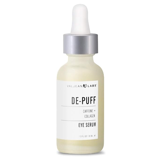 Valjean Labs DePuff Eye Serum | Caffeine + Collagen | Helps to Reduce Under Eye Puffiness and Combat Signs of Aging | Paraben Free (1 oz)
