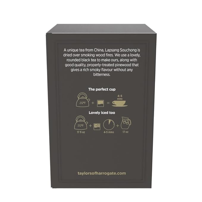 Taylors of Harrogate Lapsang Souchong, Black Tea, Pillow Tea Bags, 50 Count (Pack of 6), Smoky, Rich and Strong, Caffeinated, Enjoy Hot or Iced, 300 Teabags Total