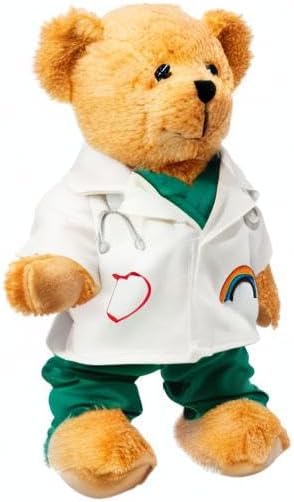 HollyHOME Doctor Bear Stuffed Animal Plush Teddy Bear in Scrubs and White Coat Gifts for Doctors Students and Kids 10 Inch