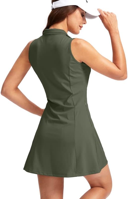 Viodia Women's Tennis Golf Dress with Shorts | Active, Exercise, Workout, Sports, Athletic, Dresses for Women, with Zipper Pockets