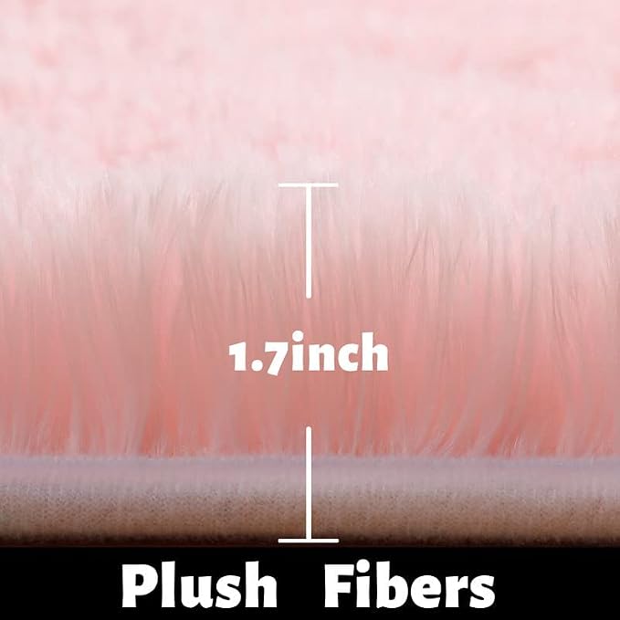 Amdrebio Light Pink Fluffy Fuzzy Area Rug 4x6 for Girls Bedroom Kids Room | Shag Plush Furry Shaggy Carpet, Nursery Classroom Preppy Dorm Playroom Decor, Cute Princess Aesthetic, Baby Toddler Corner