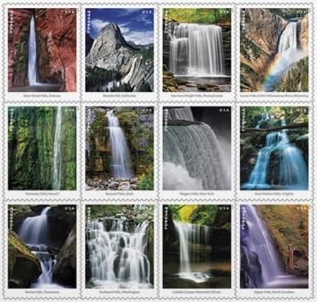 Waterfalls (5 Sheets of 12) Forever Postage Stamps US Postal First Class Nature Rock River Park Party Announcement Celebration Anniversary Wedding 2023 Scott #5800