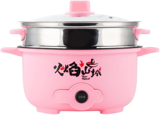 VEGAS Electric HOT POT Multifunction Steam & Cooking Ramen Pot with Automatic Keep Warm Mode Nonstick Inner Pot & Full-View Glass Lid &Stainless steel steamer basket Color Shipped Randomly(9 inch)