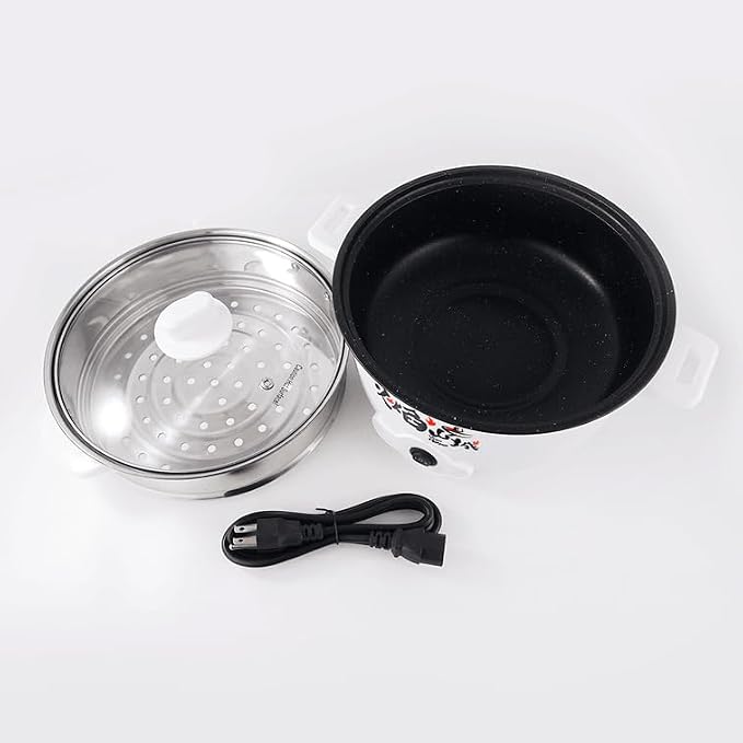 VEGAS Electric HOT POT Multifunction Steam & Cooking Ramen Pot with Automatic Keep Warm Mode Nonstick Inner Pot & Full-View Glass Lid &Stainless steel steamer basket Color Shipped Randomly(9 inch)
