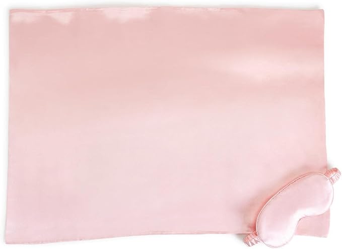 Two's Company Rose Satin Pillowcase and Eye Mask Set in Gift Box