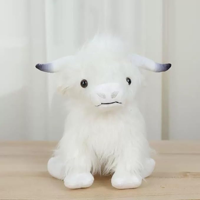 Highland Cow Stuffed Animal Cute Highland Cow Plush Doll Toy 10 inch for Girls Boys Christmas (Highland Cow White)