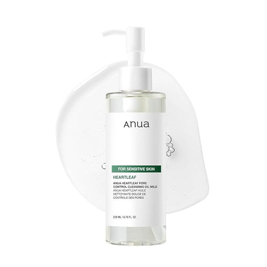 ANUA Heartleaf Pore Cleansing Oil MILD, Sensitive Skin Face Wash, Oil Cleanser for Face, Makeup Blackhead Remover, Korean Skin Care, Non-Comedogenic, Fragrance Free, 6.76 fl oz (Pack of 2)