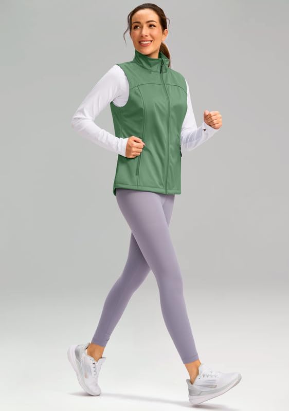 Soothfeel Women's Vest with Zipper Pocekts Lightweight Softshell Sleeveless Jacket Hiking Travel Golf Running Vest for Women