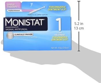 Monistat 1-Day Yeast Infection Treatment for Women, 1 Pre-Filled Tioconazole Cream Applicator, Fast-Acting Relief for Vaginal Itching, (Pack of 4)