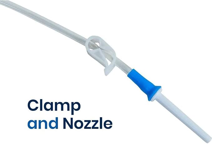 HealthAndYoga™ Replacement Enema Tubing – Super Economical, Hygienic, Medical Grade PVC - 1.5 Meter with Hose Clamp and Nozzle – Enema Supplies Compatible with most Bucket Bag Kits (3 Set)