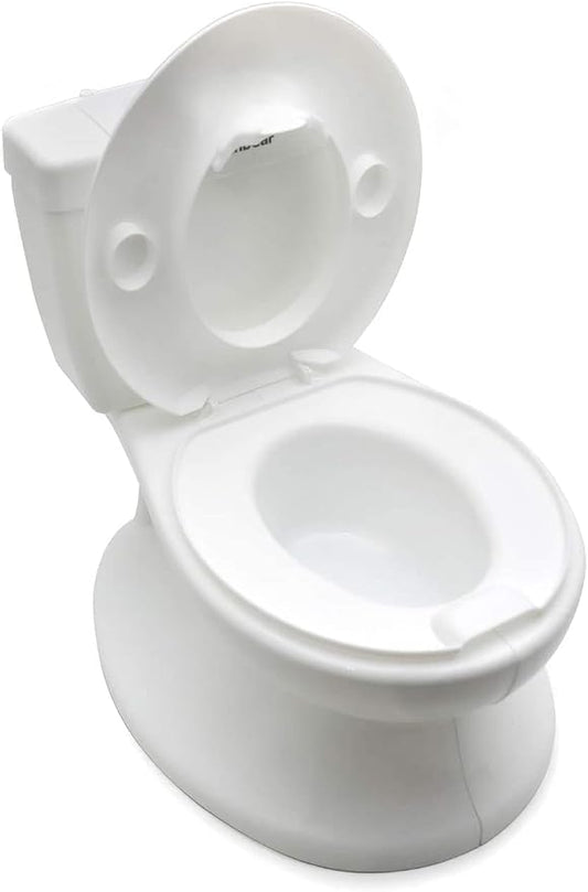 HongK- Portable Potty Training Toilet with Life-Like Flush Button & Sound for Toddlers Kids, White [P/N: ET-BABY004-WHITE]