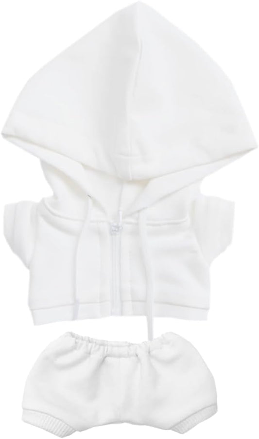 10cm 15cm 20cm Plush Doll Clothes Coat Pants Multi-Color Sportswear Sets Toys Dolls Accessories (White, 15cm)