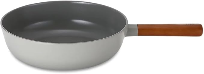 FIKA Nonstick 10-Inch Stir Fry Wok with Wood Handle, Healthy Cooking Induction Compatible Cookware for All Stovetops, Kitchen Essential Nonstick Ceramic Coating Skillet, Made in Korea ( 26cm Wok )