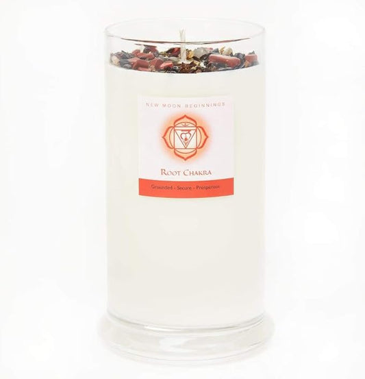 Root Chakra Candle by New Moon Beginnings - Chakra Candles - Crystal & Herb Candles - Aromatherapy Candles - Soy Candle