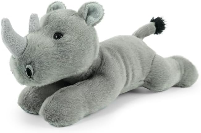Stuffed Animal for Kids,8 inch Realistic Animal Plush Toy Lying Down Posture Animals,Plush for Boys Girls Adult Birthday Hug Teaching(S-Rhinoceros)