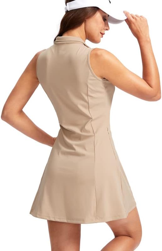 Viodia Women's Tennis Golf Dress with Shorts | Active, Exercise, Workout, Sports, Athletic, Dresses for Women, with Zipper Pockets