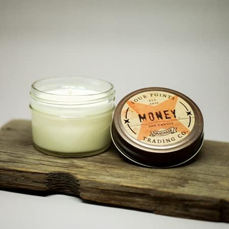 Money Scented 4 Oz Soy Aromatherapy Candle w/Jar - Four Points Trading Co.
