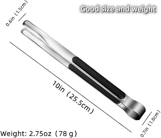 3 Pcs Korean BBQ Tongs, Barbecue & Grill Tools, Kitchen Tongs, Stainless Steel Heavy Duty for Cooking, Meat Clip, Bread Clip, Ice Tongs (Black)
