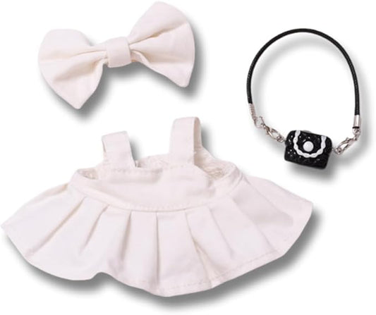 3 Set 17 cm Doll Clothes - 6.7 Inches Cute Dolls Dress - Premium Fashion Accessories, Doll Clothes+Overalls+Glasses Style Bundle,Gifts for Lovers (Style-G)