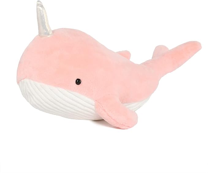 Tezituor 24 Inch Narwhal Stuffed Animal, Cute Pink Large Stuffed Whale Toy, Hugging Soft Narwhal Pillow Gift for Girls Kids