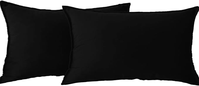 JIAHANNHA Velvet Black Throw Pillow Covers 12”x20”Pack of 2 Soft Decorative | Square Cushion Covers for Couch Sofa Bed Livingroom Car Home Decor,30x50Cm