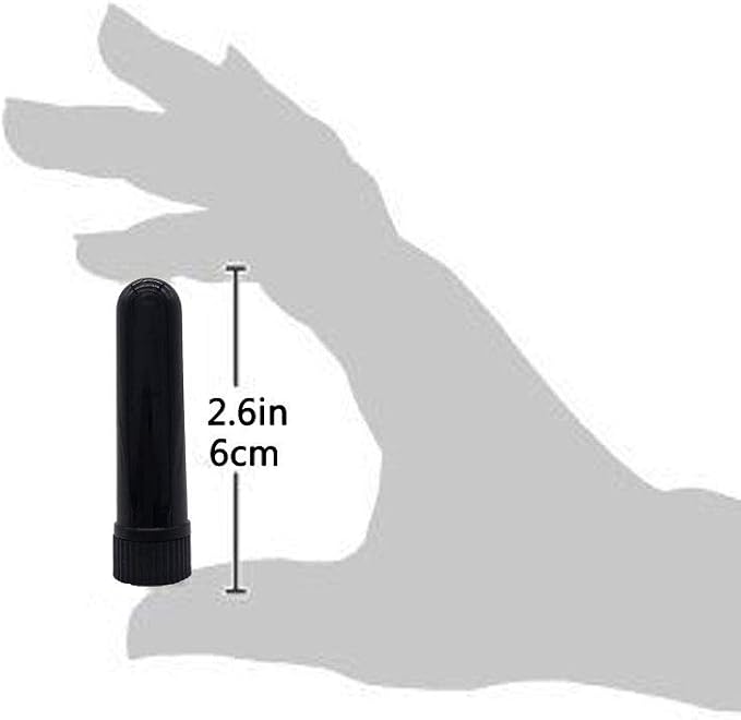 Essential Oil Aromatherapy Blank Nasal Inhaler Tubes (Includes 24 inhalers+36 unscented Wicks+2 Plastic Droppers+1 Plastic Tweezers)-Black.