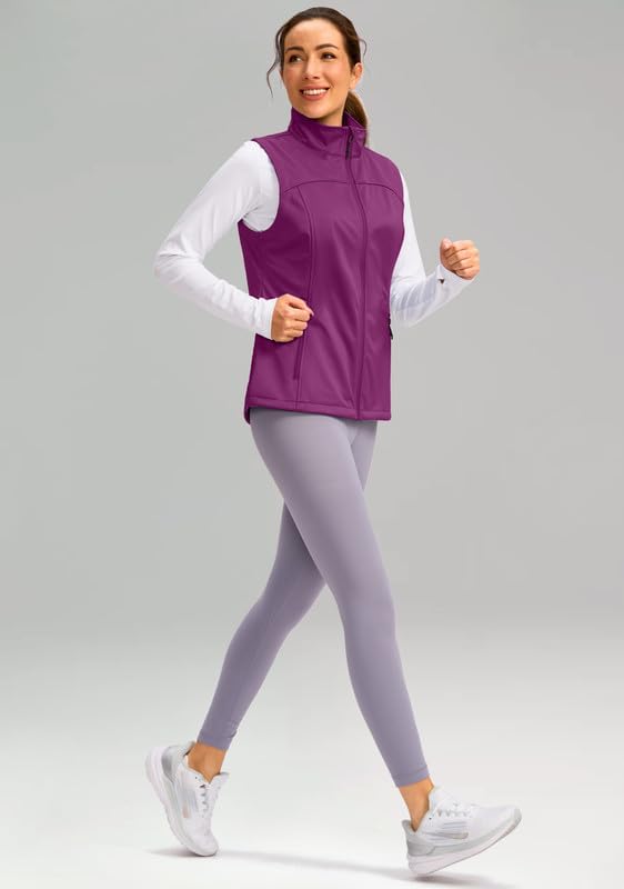 Soothfeel Women's Vest with Zipper Pocekts Lightweight Softshell Sleeveless Jacket Hiking Travel Golf Running Vest for Women