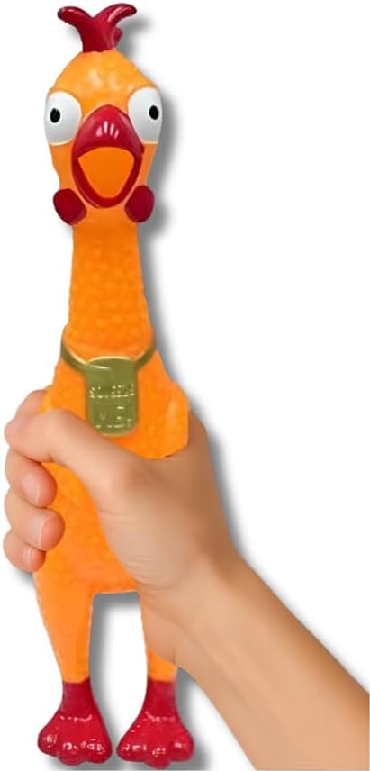 Animolds Squeeze Me Rubber Chicken Toy | Screaming Squeaky Chicken for Kids & Dogs | Novelty Prank Gag Gift (1 Pack Solid)