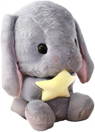 HOUPU Soft Toy - Sitting Lop Eared Rabbit, Easter White Rabbit Stuffed Bunny Animal with Carrot Soft Lovely Realistic Long-Eared Standing Pink Plush Toys (Gray-Star,29.5in/75cm)