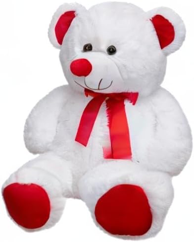 Huge Teddy Bear Stuffed Animal Giant Teddy Bear Plush with Red Ribbon Bow Plush Toy Gift for Girlfriend and Kids 36 inch White