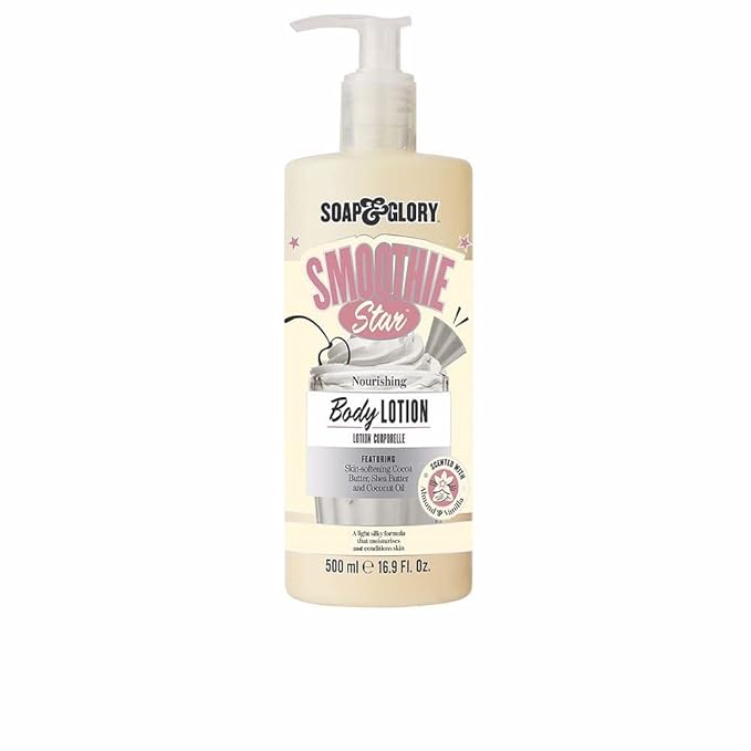 Soap & Glory Smoothie Star Body Lotion for Women - Deep Moisture Body Moisturizer with Shea & Cocoa Butter, and Coconut Oil - Almond & Vanilla Scented (16.9 fl oz)