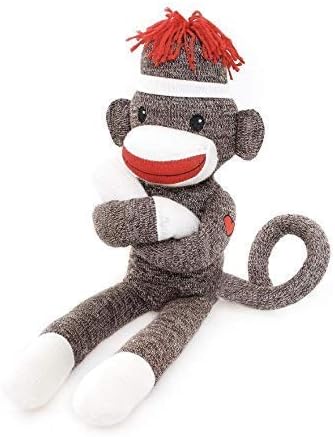 Plushland Adorable Sock Monkey, The Original Traditional Hand Knitted Stuffed Animal Toy Gift-for Kids, Babies, Teens, Girls and Boys Baby Doll Present Puppet 20 Inches (New Brown)