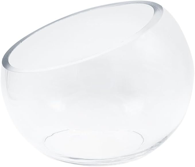 WGVI Slant Cut Bowl Glass Vase, Width 5.5", Height 4.5", Clear Terrarium, Candy Dish, Fruit Jar, Floral Container for Wedding Party Event, Home Office Decor, 1 Piece