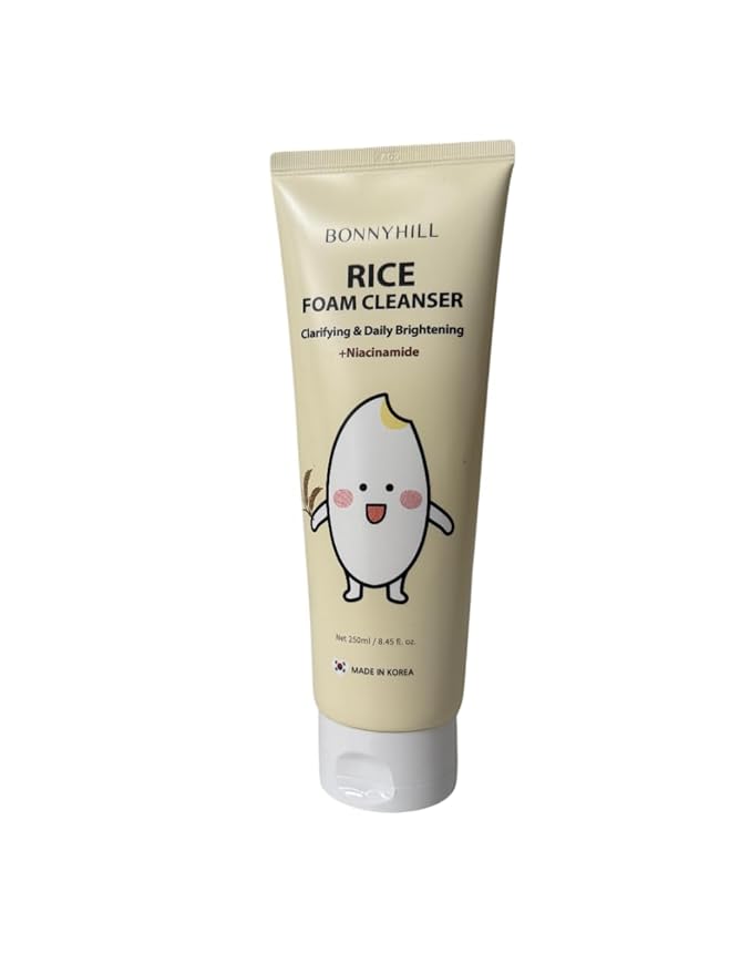 BONNYHILL Foam Cleanser, Clarifying and Daily Brightening with Rice Niacinamide and Collagen 250ml/8.45 fl oz, Korean Skincare (Rice)
