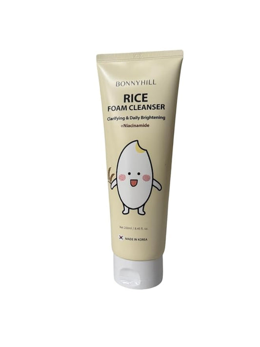 BONNYHILL Foam Cleanser, Clarifying and Daily Brightening with Rice Niacinamide and Collagen 250ml/8.45 fl oz, Korean Skincare (Rice)