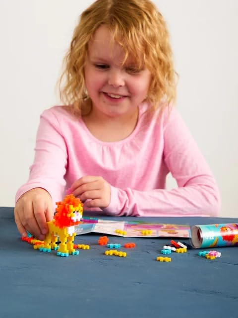 PLUS PLUS 3D Animal Figure Building Block Set, 70 Mini Interlocking Puzzle Pieces, Fun Stem Toys for Kids - Lion Maker Tube