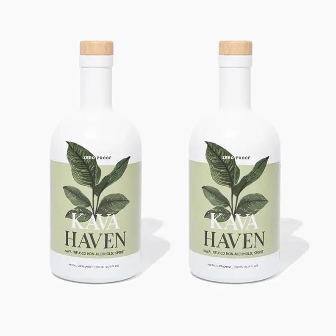 Kava Haven Non Alcoholic Spirit Kava Kava Drink | Non Alcohol Alternative Spirit for Mixed Drink Recipes | Low Calorie | All Natural | - Lemon Ginger Flavor (Pack of 2)