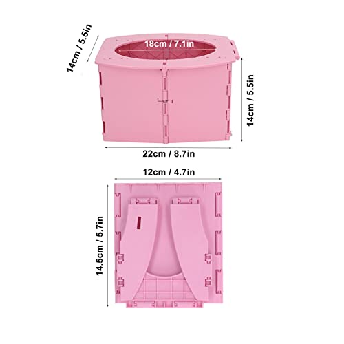 ZJchao Folding Travel Potty, Portable Lightweight Foldable Toddler Potty Toilet Camping Travel Fold Up Toilet Seat with Trash Bag Storage Bag and Strap for Long Distance Driving Tourism(Pink)