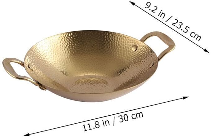 UPKOCH Household Double Handle Cooking Pot Stainless Steel Dry Pot for Kitchen Use Easy to Clean Non-stick Design for Outdoor and Indoor Cooking Korean Bbq