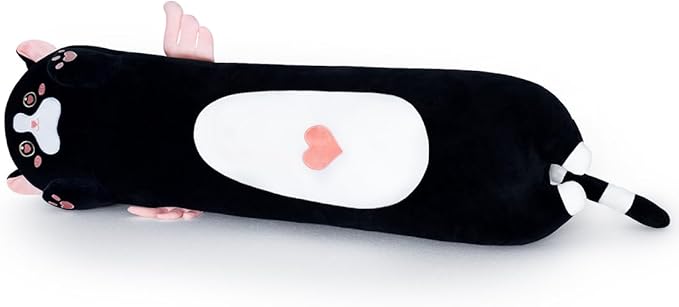 Long Cat Body Pillow for Kids, Cute Cat Stuffed Animals Gifts for Girls, Long Cat Plush Toy for Birthday, Soft Cat Plushies Pillow (AngelCat Pink, 27.6in/70cm)