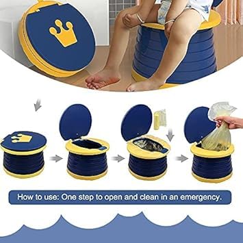 portable, foldable potty seat for toddler, Training Toilet Seat Emergency Toilet for Car, Camping, Outdoor, indoor (blue, small)