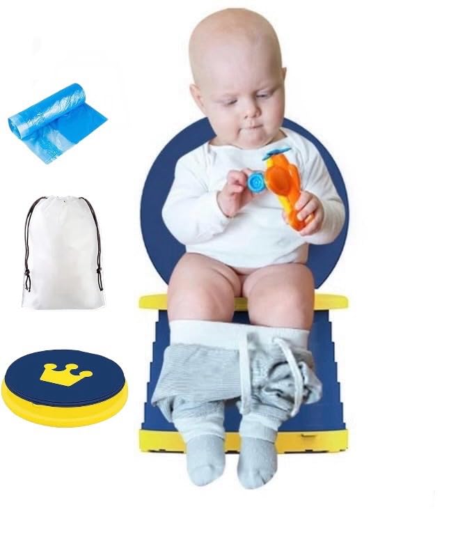 Travel Potty Portable and Foldable Potty Seat Toilet Travel Potty Chair for Toddler, Baby, Kids Travel Camping Park Indoor/Outdoor On The Go Potty (Blue)