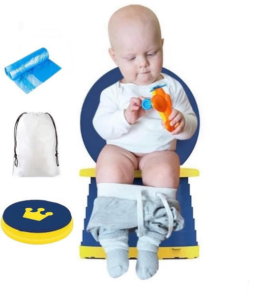 Travel Potty Portable and Foldable Potty Seat Toilet Travel Potty Chair for Toddler, Baby, Kids Travel Camping Park Indoor/Outdoor On The Go Potty (Blue)