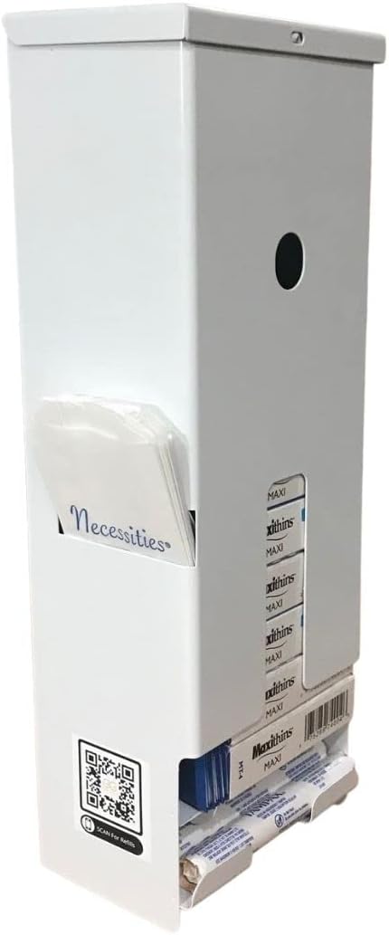 Sanitary Napkin and Tampon Dispenser Prefilled Free Vending White Metal